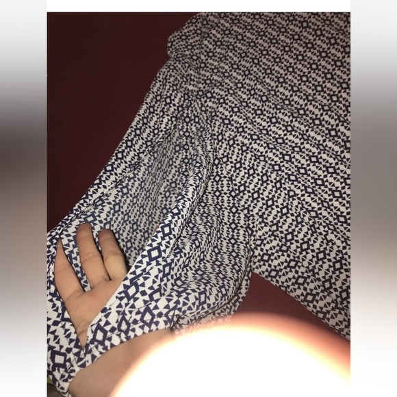 Torrid 5 blue blouse Oversized pullover boho beach Tunic cold shoulder geometric - Picture 5 of 9